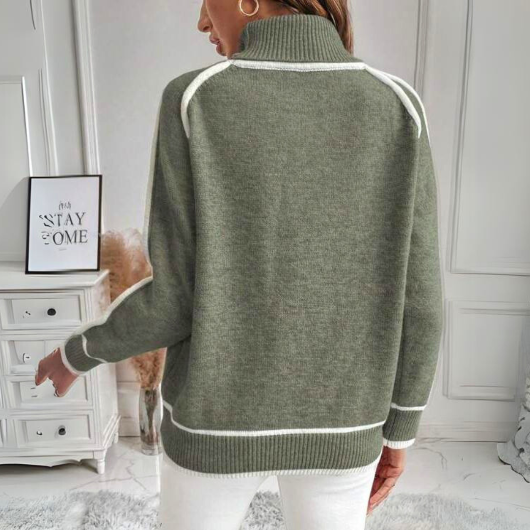 Evelyn - Luxuriöser olivfarbener Strickpullover