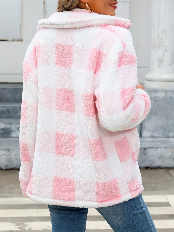 Clementine Coat – Karierte Teddy-Oberbekleidung